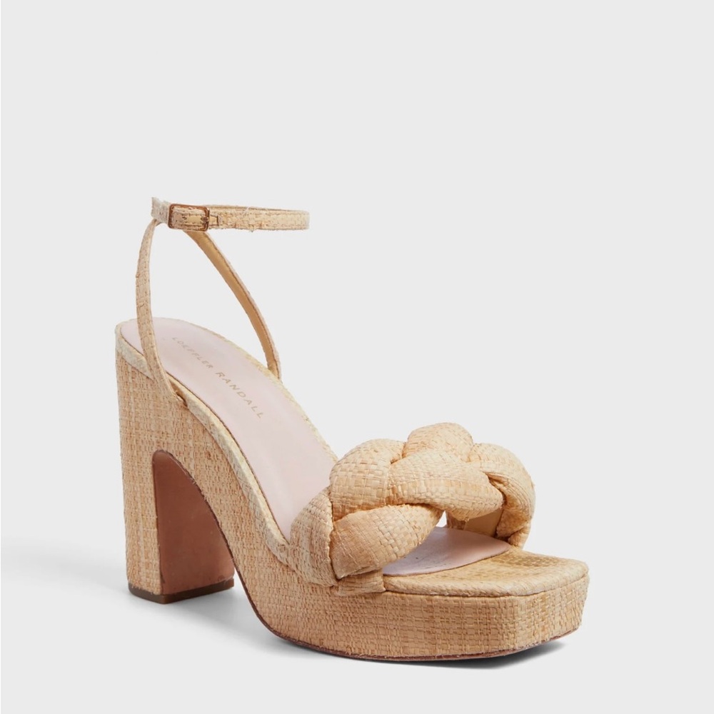 Loeffler Randall Fae Braided Raffia Ankle Strap Sandal Size 6